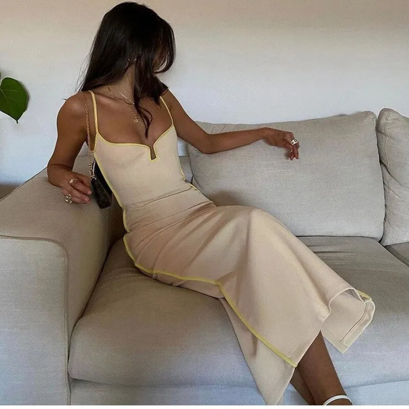 JuliaFashion - 2024 Spaghetti Strap Elegant Sleeveless Slit Party Dresses