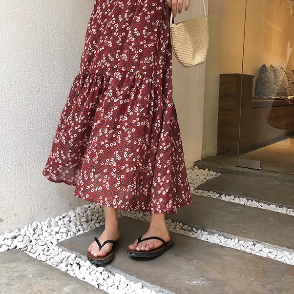 [Korean Style] Chiffon Floral Mermaid Long Skirt
