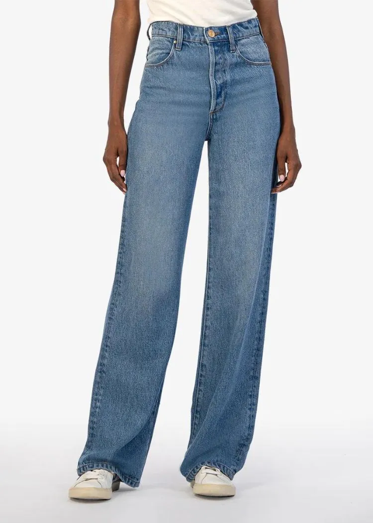 KUT Jodi Wide Leg Pants- Medium Wash