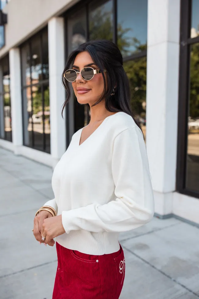 Let's Be Honest Ivory V-Neck Sweater SALE