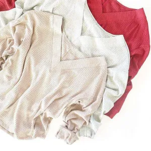 Loose Sleeve Waffle V Top | S-XL