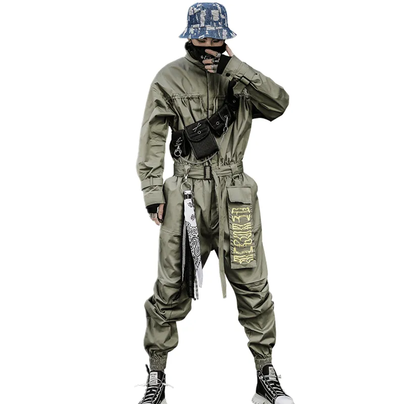 Men Retro Casual Trousers Jumpsuit Long Sleeve Overalls