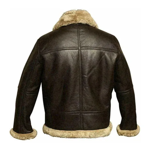 Men's Aviator RAF Flight Faux Shearling Leather Jacket