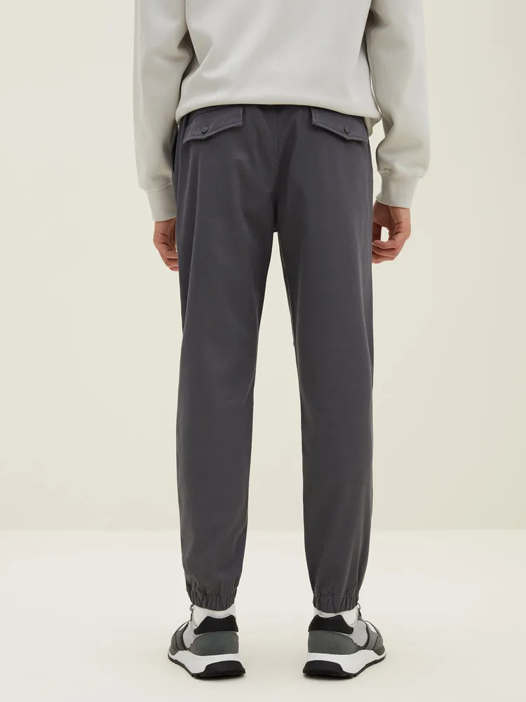 Men's Cotton-Polyester Stretch Twill Monogram Fitted Woven Jogging Pants