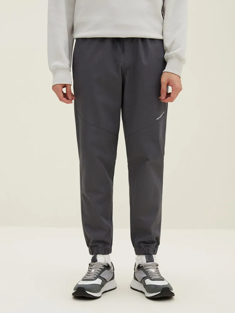 Men's Cotton-Polyester Stretch Twill Monogram Fitted Woven Jogging Pants
