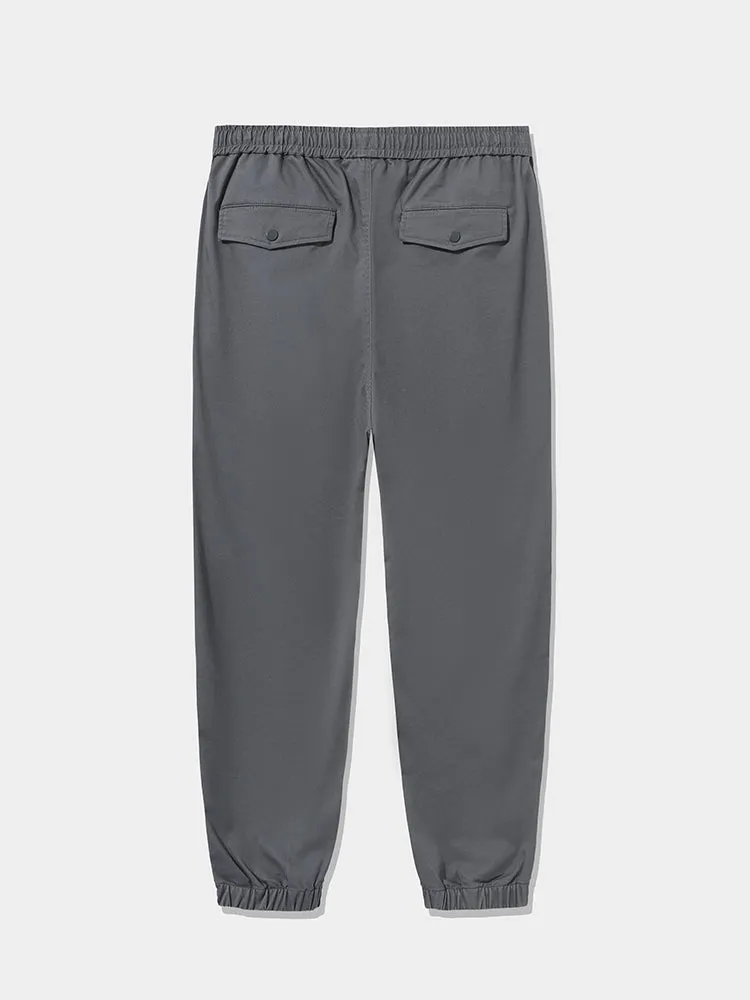 Men's Cotton-Polyester Stretch Twill Monogram Fitted Woven Jogging Pants