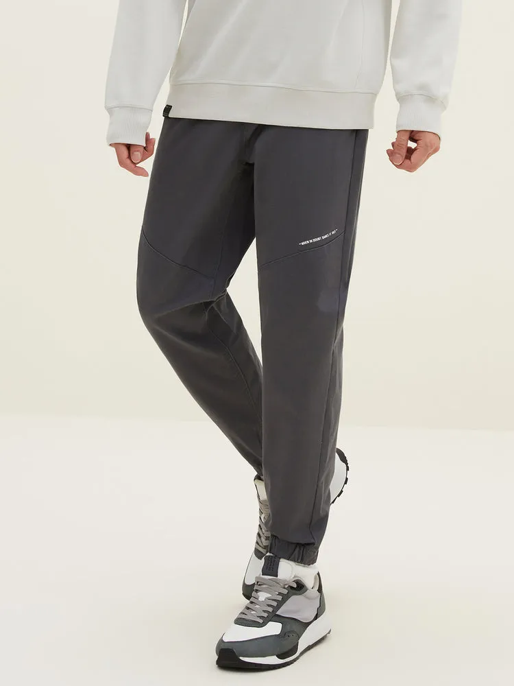 Men's Cotton-Polyester Stretch Twill Monogram Fitted Woven Jogging Pants
