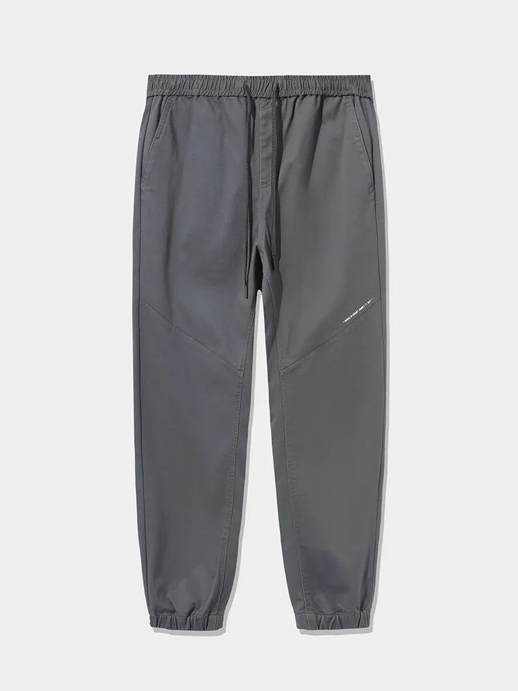 Men's Cotton-Polyester Stretch Twill Monogram Fitted Woven Jogging Pants
