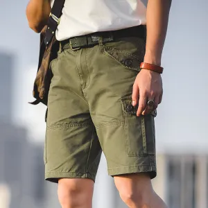 Men's Retro Overalls Solid Color Shorts