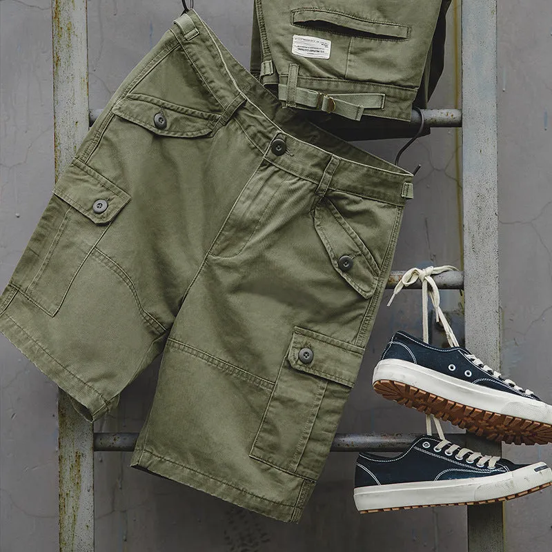 Men's Retro Overalls Solid Color Shorts