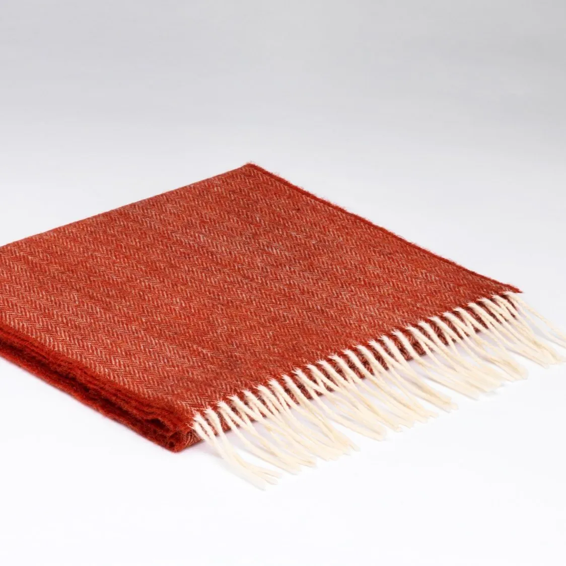 Merino Lambswool Scarf In Tabasco Herringbone