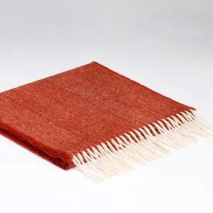 Merino Lambswool Scarf In Tabasco Herringbone