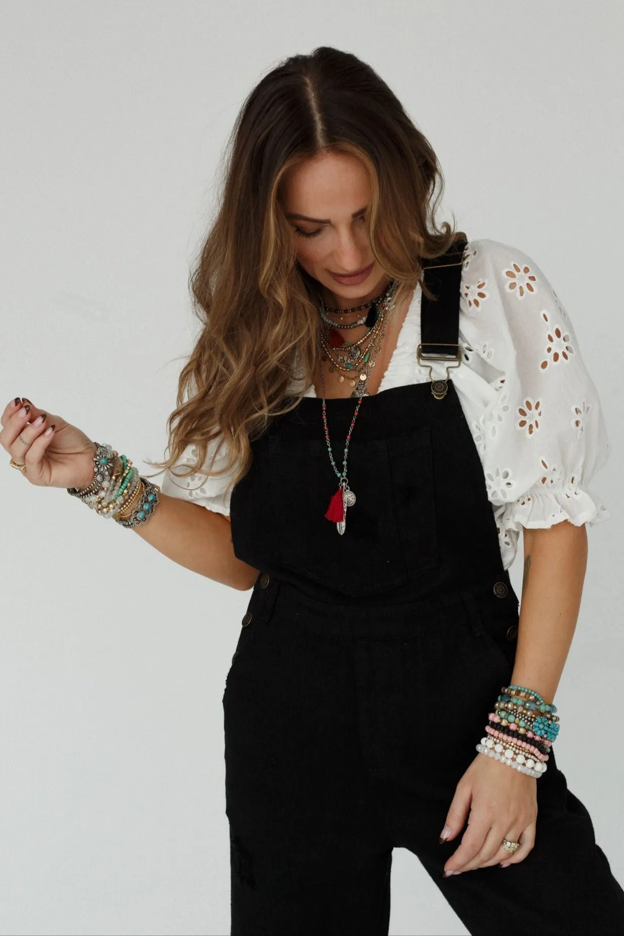 Milly Distressed Hem Wide Leg Overall - Black