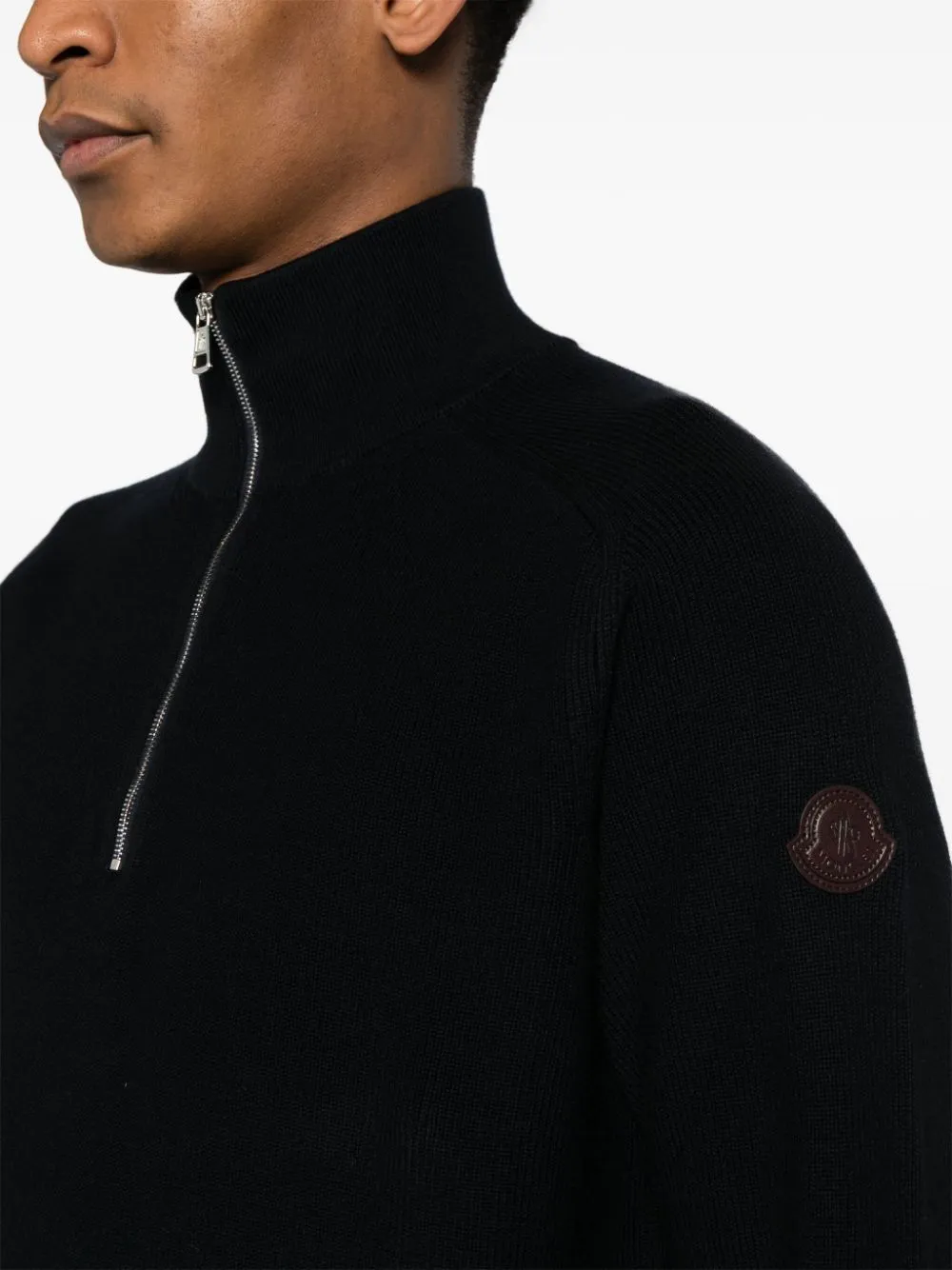 mock-neck zip-up jumper