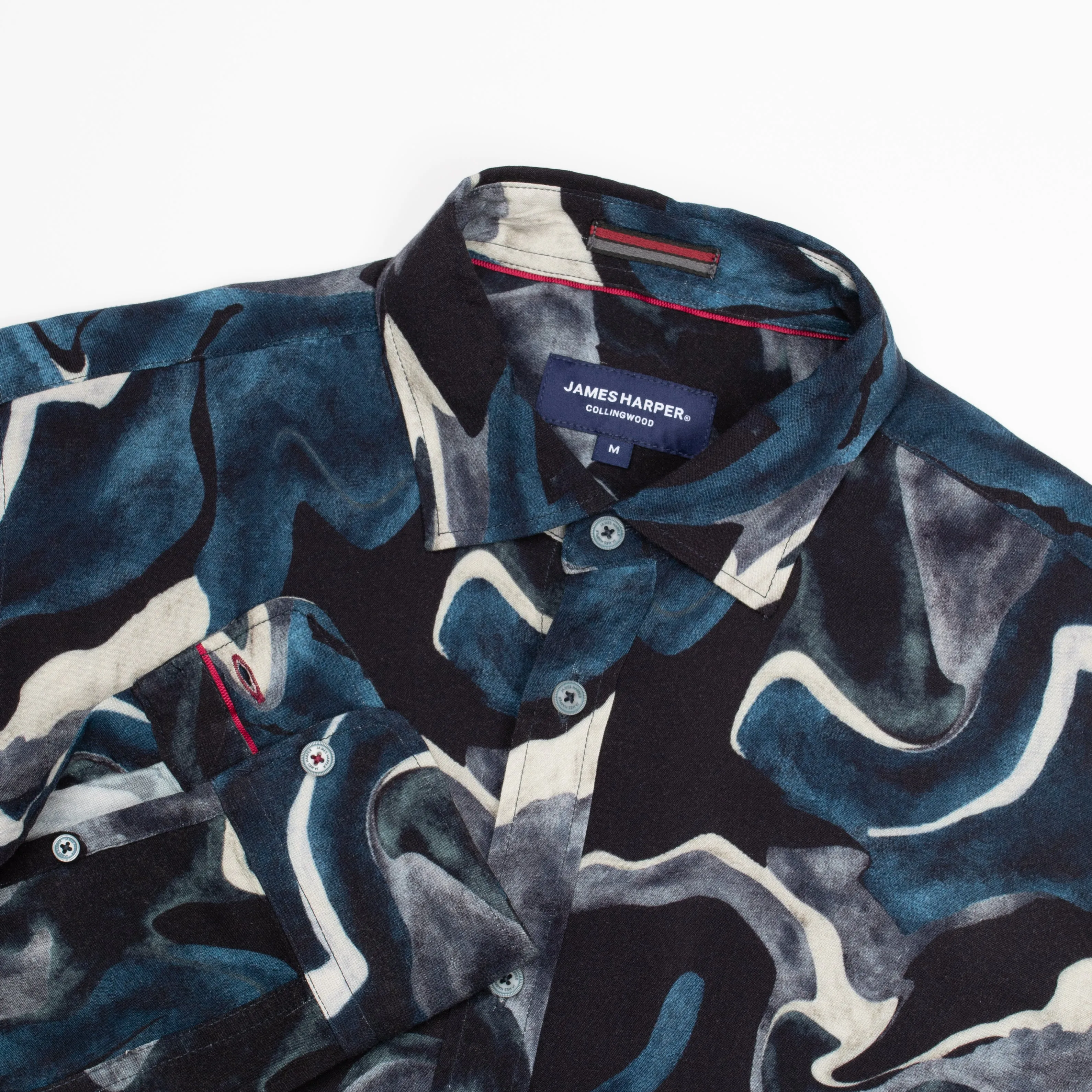 Navy Earth Texture Viscose Shirt