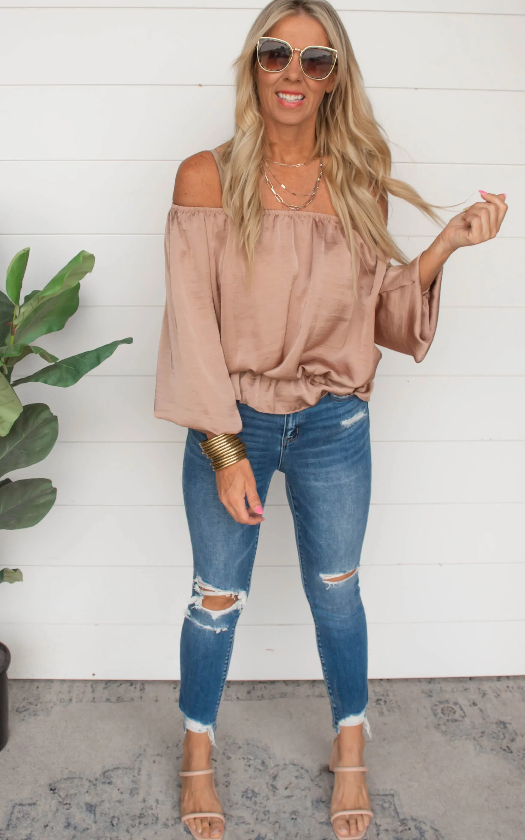 Off Shoulder Balloon Sleeve Top | FINAL SALE