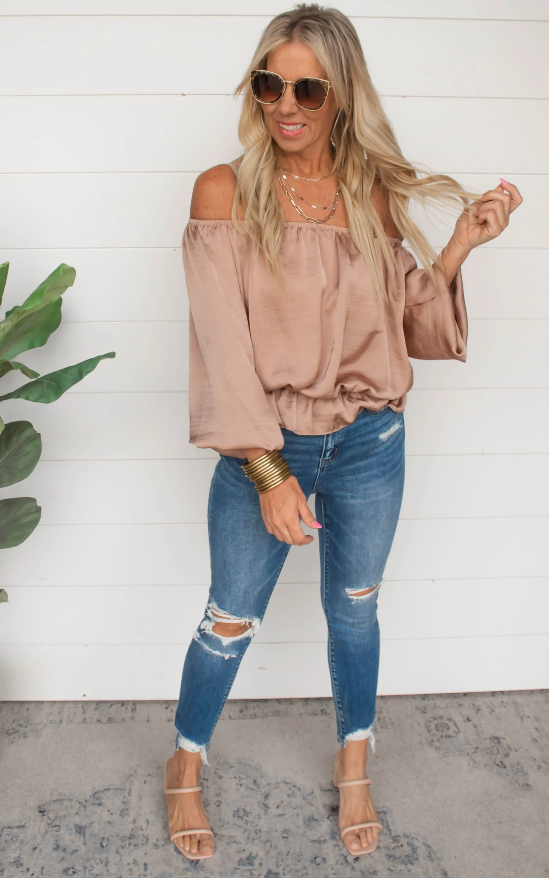 Off Shoulder Balloon Sleeve Top | FINAL SALE