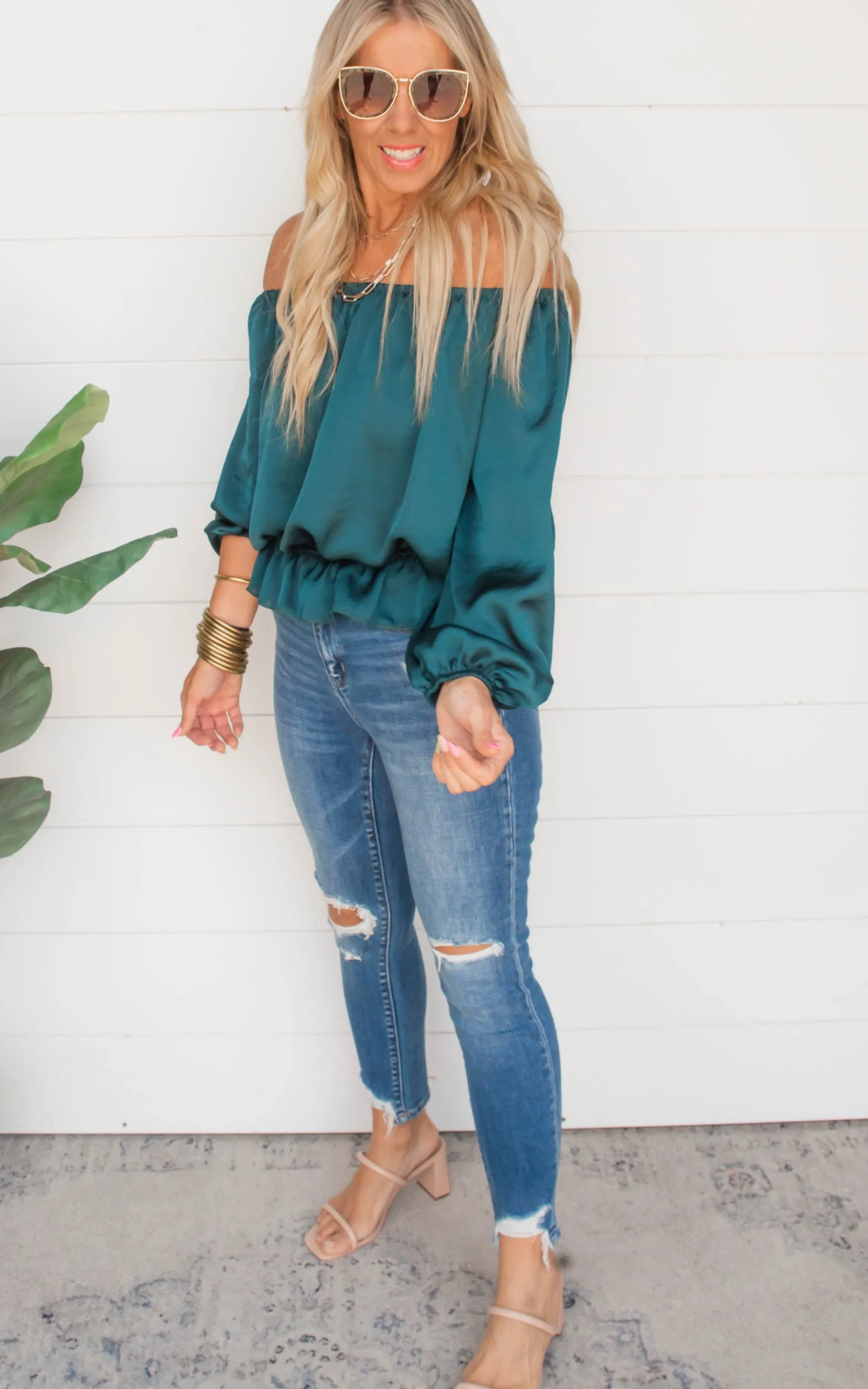 Off Shoulder Balloon Sleeve Top | FINAL SALE