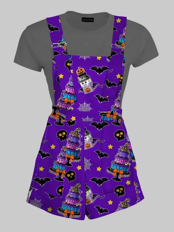Pastel Goth Kawaii Halloween Overall Shorts