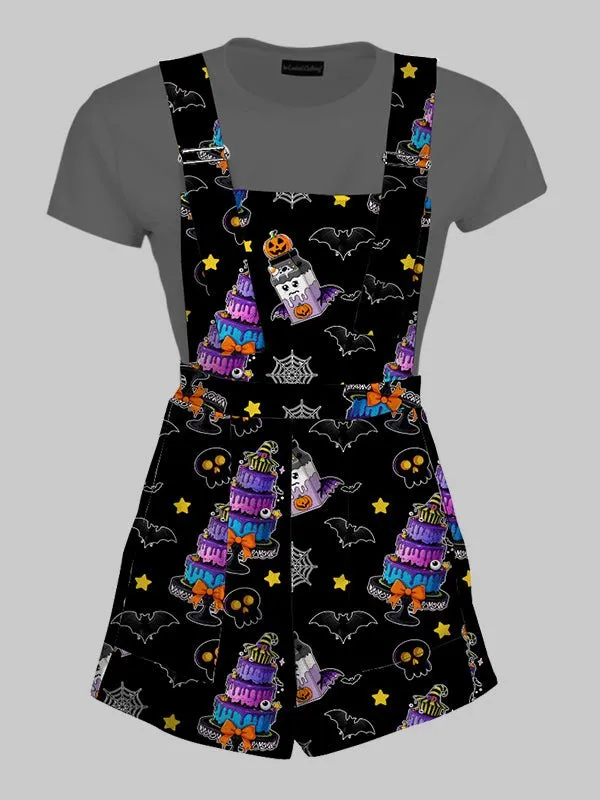 Pastel Goth Kawaii Halloween Overall Shorts
