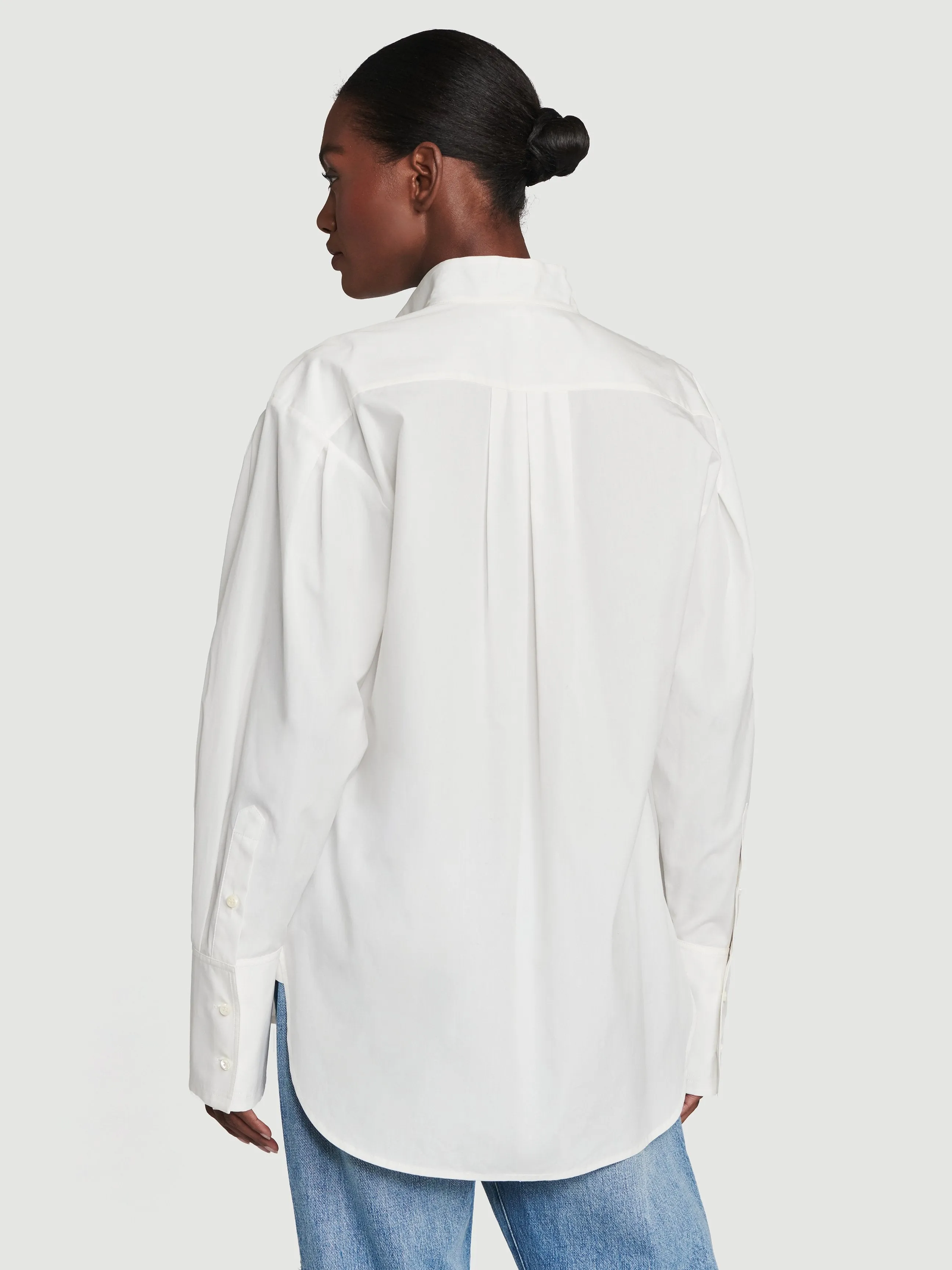 Pleated Clean Collar Shirt -- Blanc