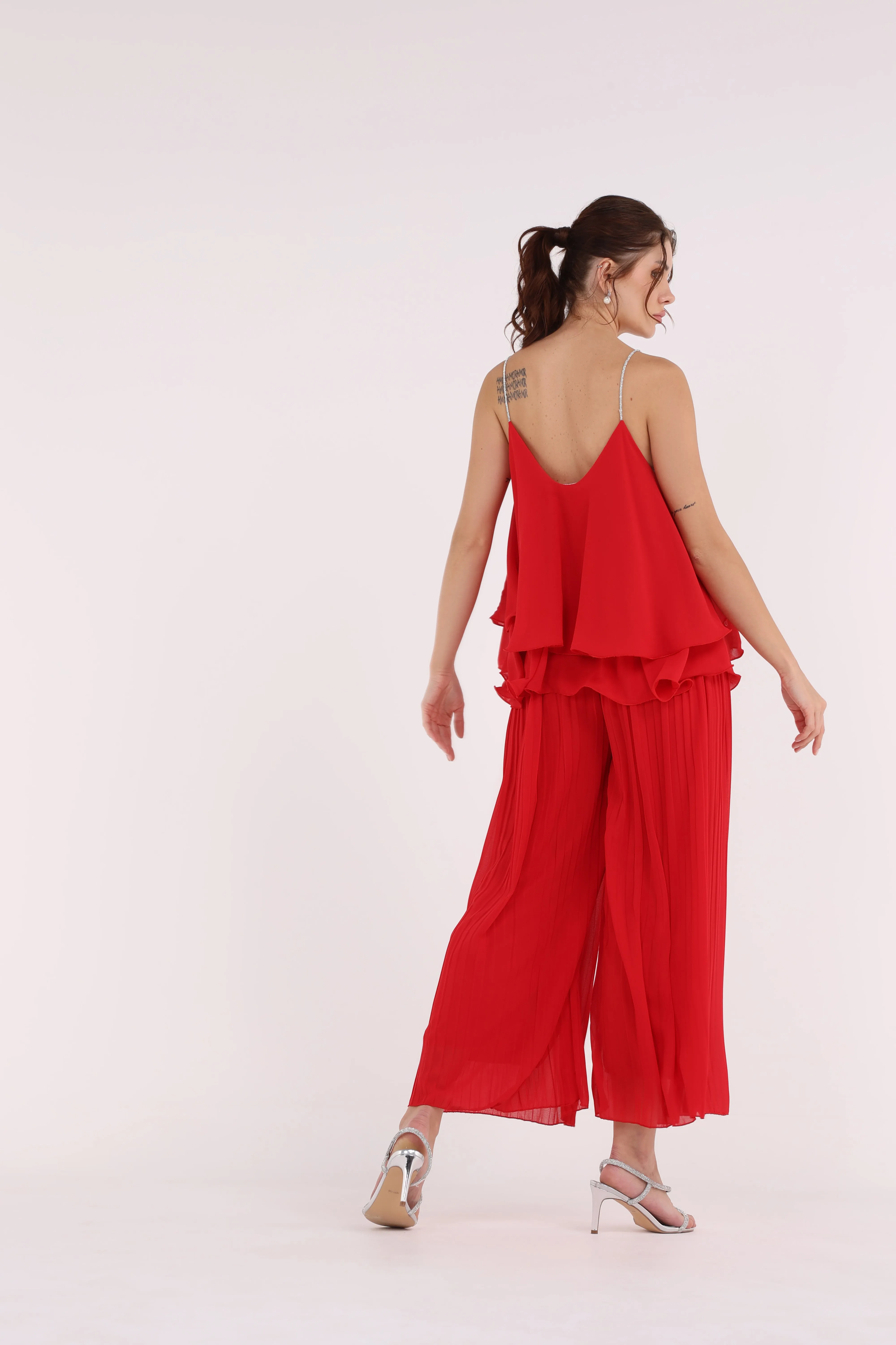 Plisse Tie-Up Solid Trouser