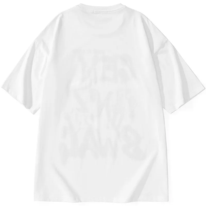 Popcorn Graffiti Spray Painting Letter Print T-Shirt