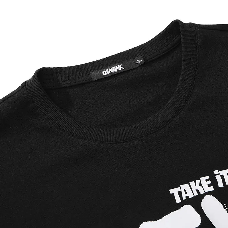 Popcorn Graffiti Spray Painting Letter Print T-Shirt
