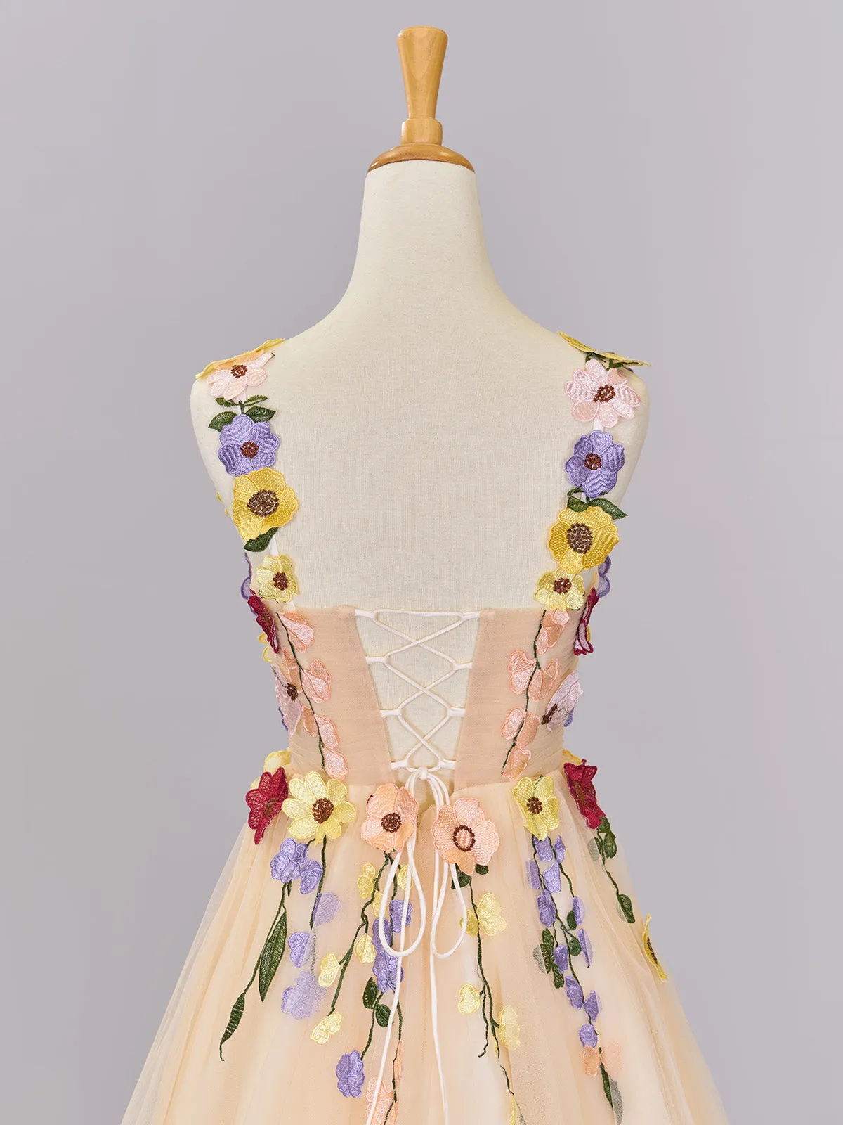 Quinta |A line Tulle Homecoming Dress with 3D Flowers
