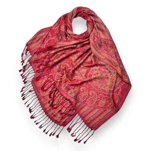 Red Paisley Jacquard Pashmina Scarf