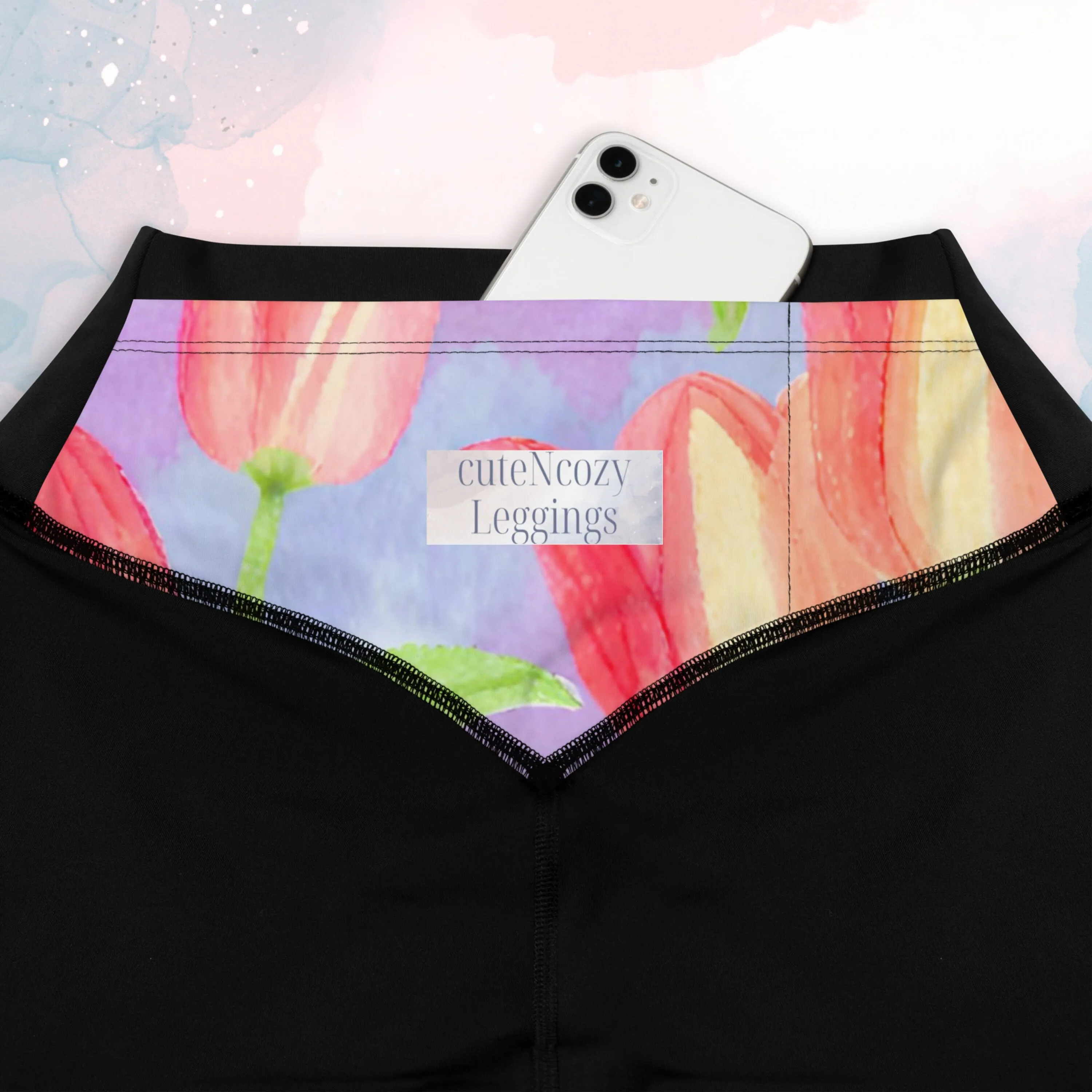 Red Watercolor Tulips Womens Compression Sports Leggings Gym Gift