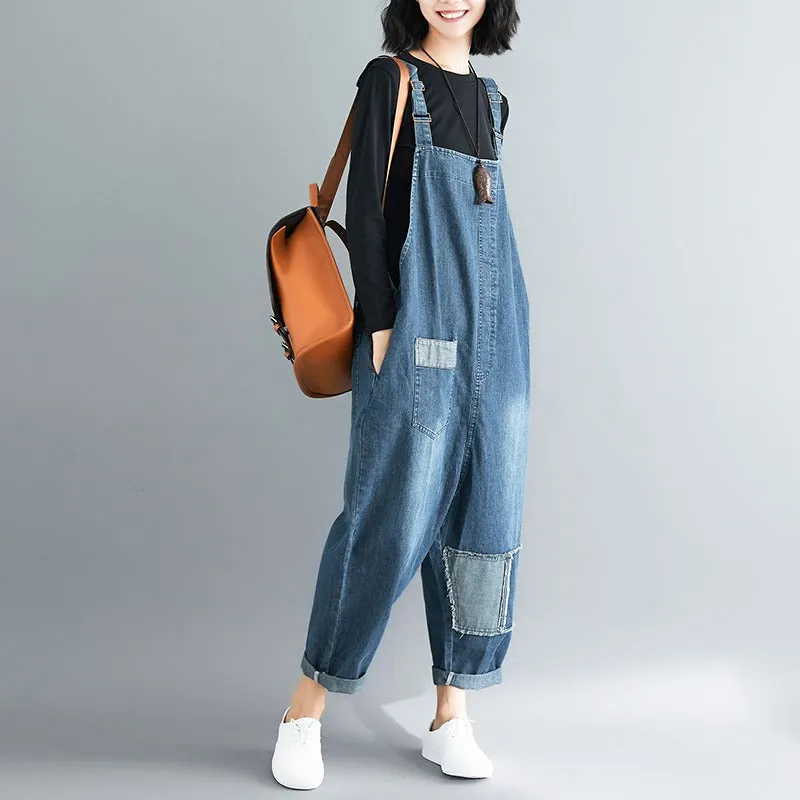 Ripped Patch Literary Retro Harlan Women's Overall
