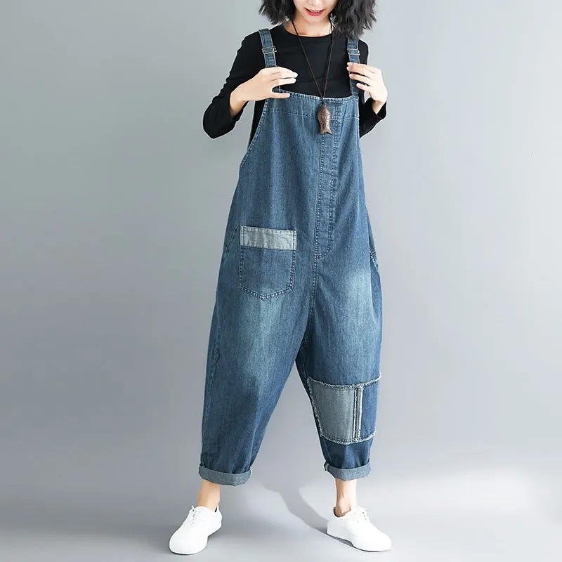 Ripped Patch Literary Retro Harlan Women's Overall