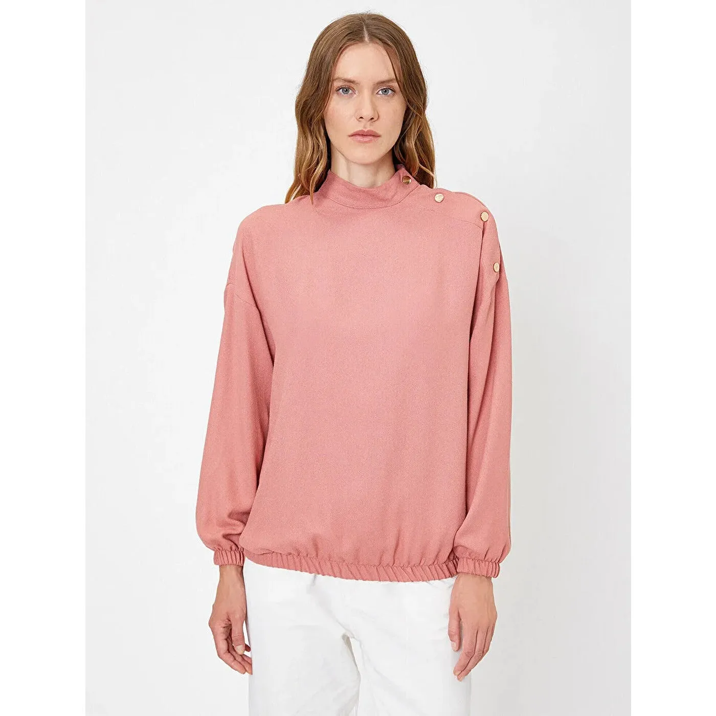 Rose Button Detailed Blouse