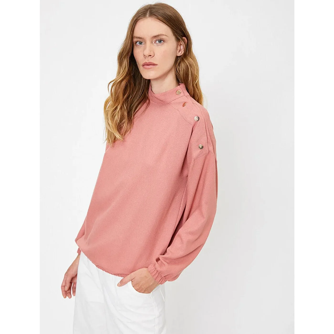 Rose Button Detailed Blouse