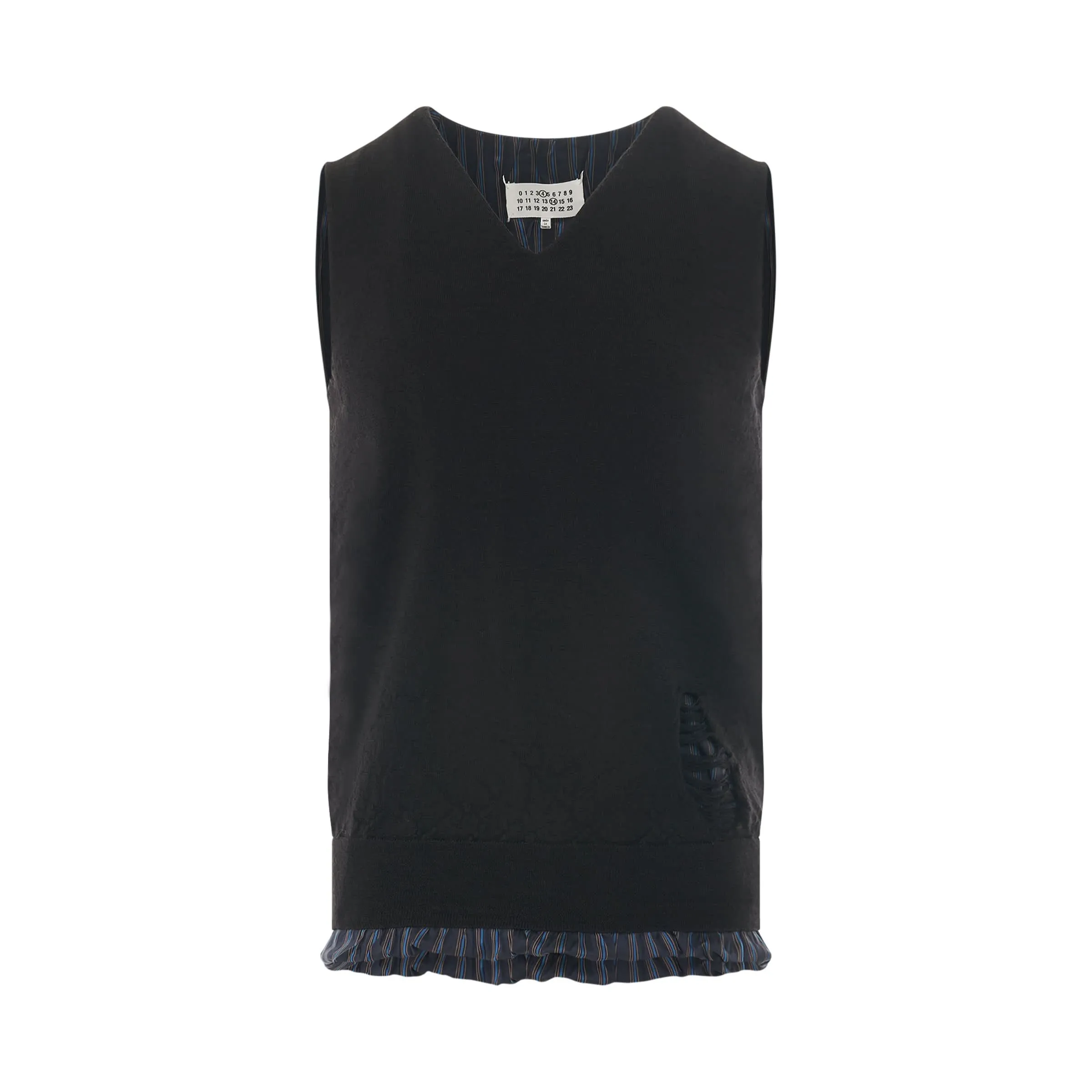 Ruched Trim V-Neck Vest in Charcoal