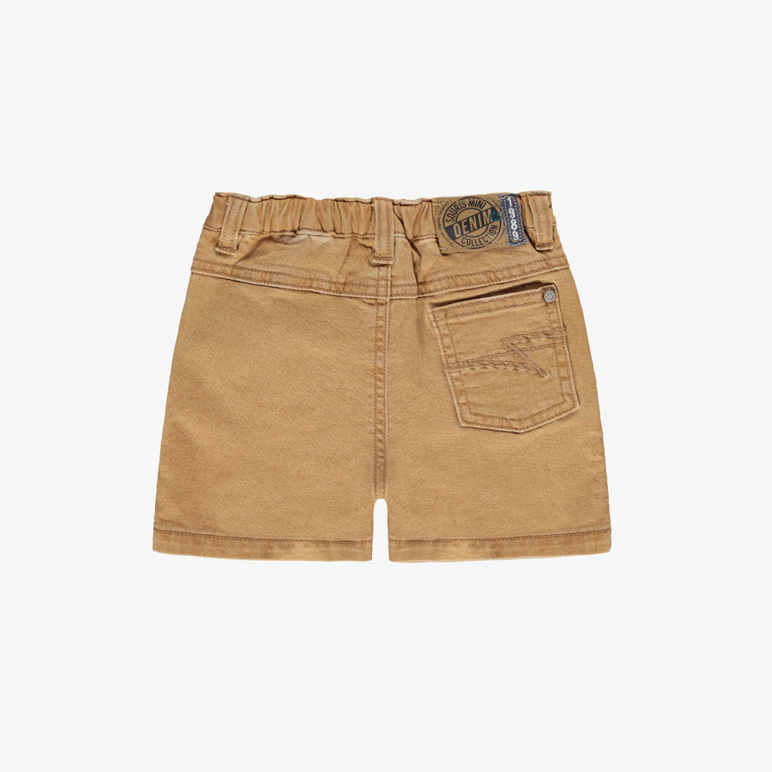 Short de denim jaune ocre à effet délavé, bébé || Ochre yellow denim shorts with faded effect, baby
