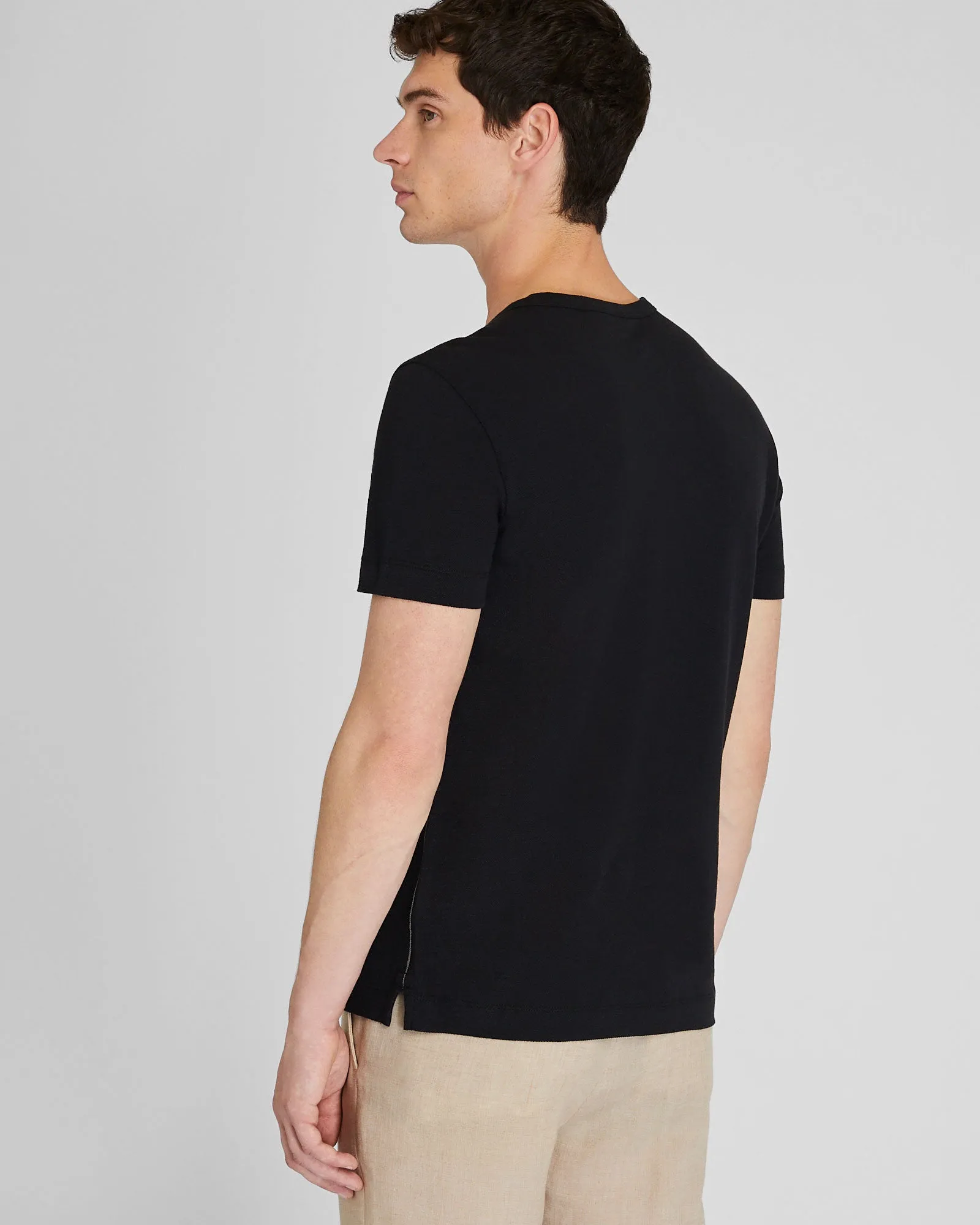 Short Sleeve Linen-Cotton Piqué Tee