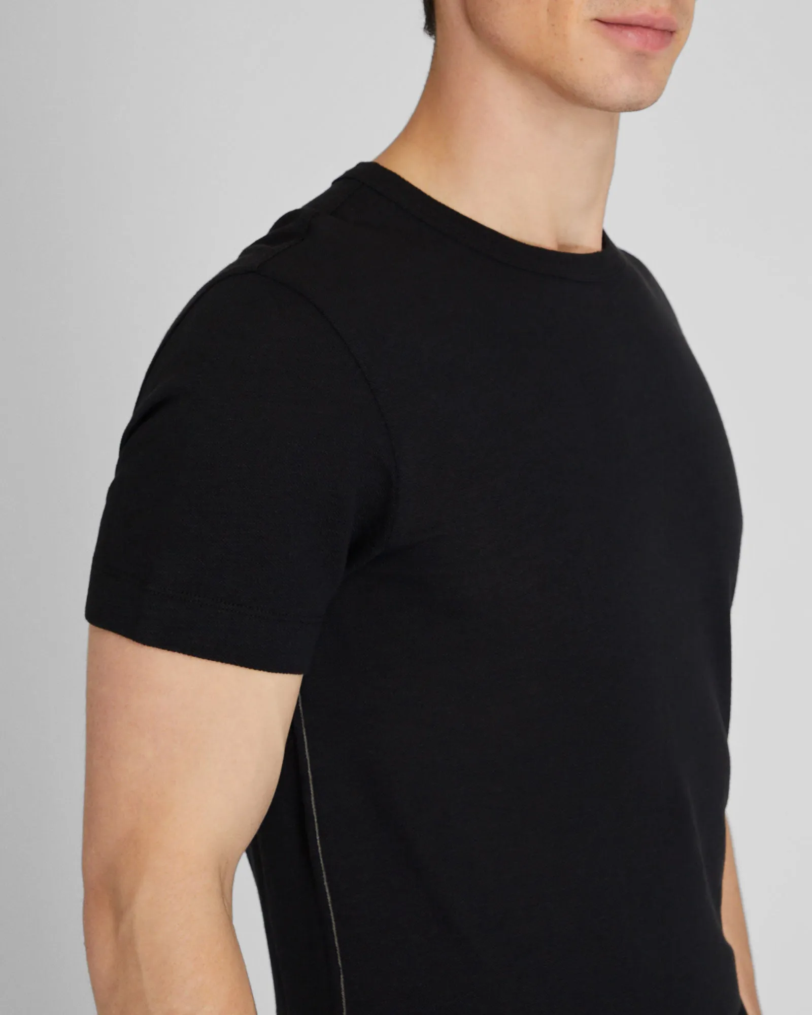 Short Sleeve Linen-Cotton Piqué Tee