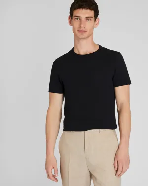 Short Sleeve Linen-Cotton Piqué Tee