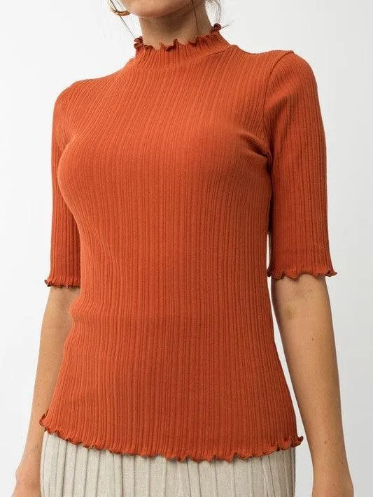 Simply Styled Mock Neck Half-Sleeve Top