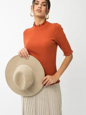 Simply Styled Mock Neck Half-Sleeve Top