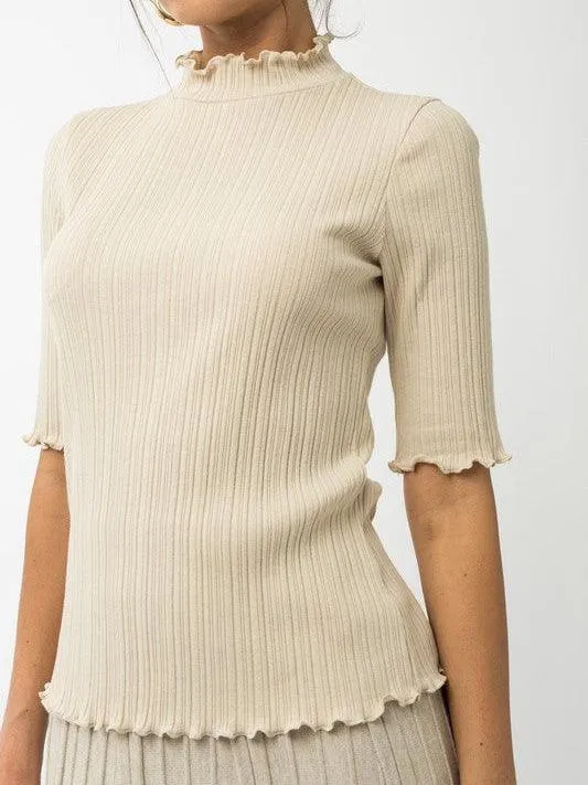 Simply Styled Mock Neck Half-Sleeve Top