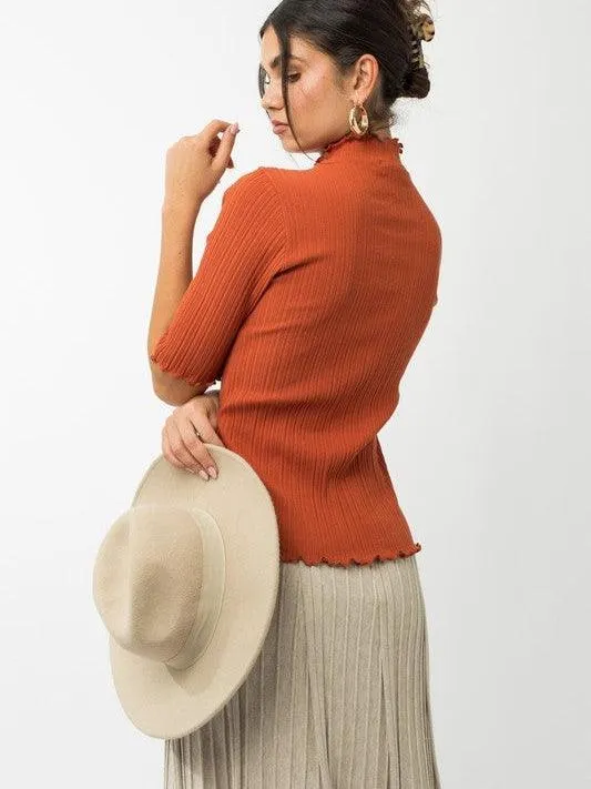 Simply Styled Mock Neck Half-Sleeve Top