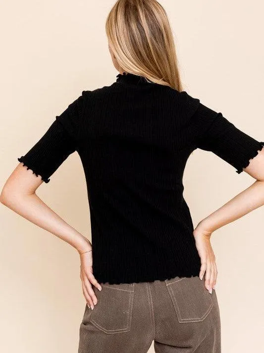 Simply Styled Mock Neck Half-Sleeve Top