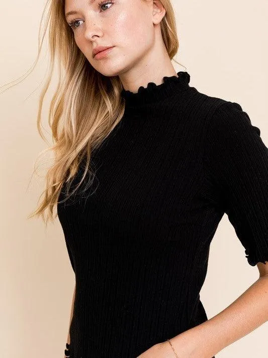Simply Styled Mock Neck Half-Sleeve Top