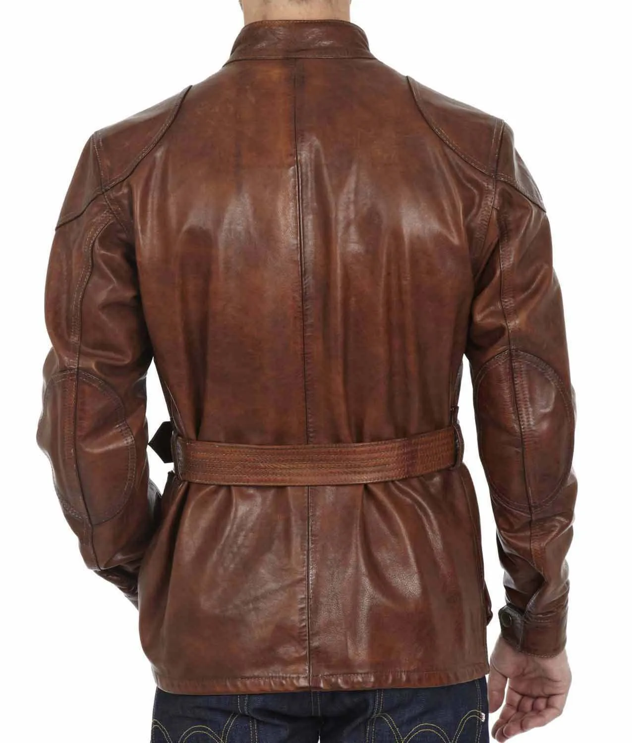 Spine Spark Benjamin Brad Pitt Brown Pure Leather Coat & Jacket