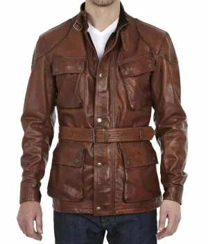 Spine Spark Benjamin Brad Pitt Brown Pure Leather Coat & Jacket