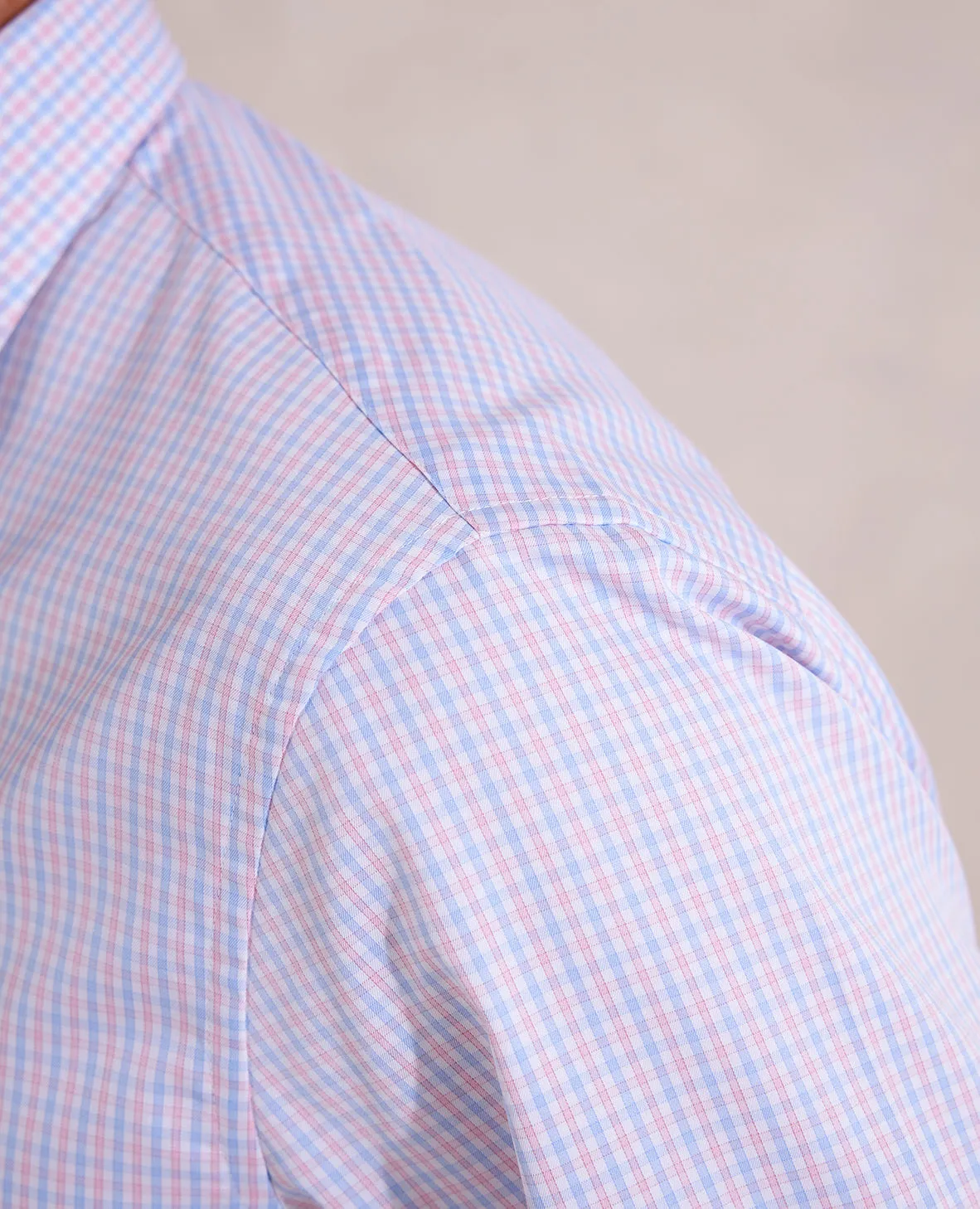 The Brookes - Thomas Mason Multi Gingham Dress Shirt - Blue/Pink