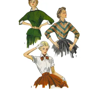 Vintage 1950s Pattern –  'Easy' Over-blouse, Blouses with Detachable Collar, Cuffs & Scarf - Bust 32" (81.3cm)